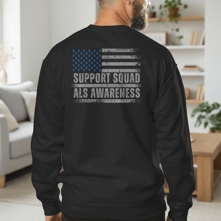 Support ALS Awareness Month USA American Flag Men Dad Men's Sweatshirt Back Print