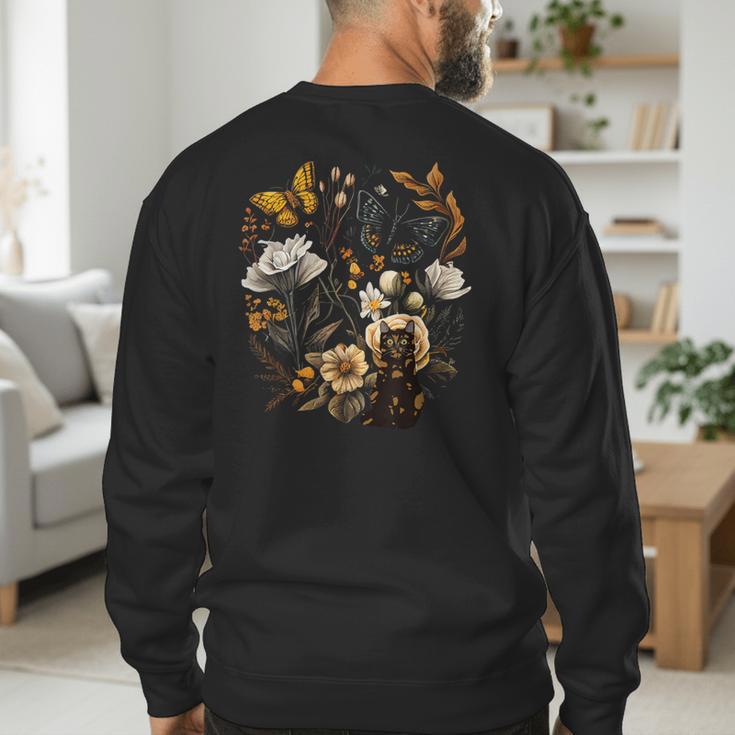 Tortie Cat Owner Flowers Tortie Cat Mom Tortie Cat Dad Men's Sweatshirt Back Print