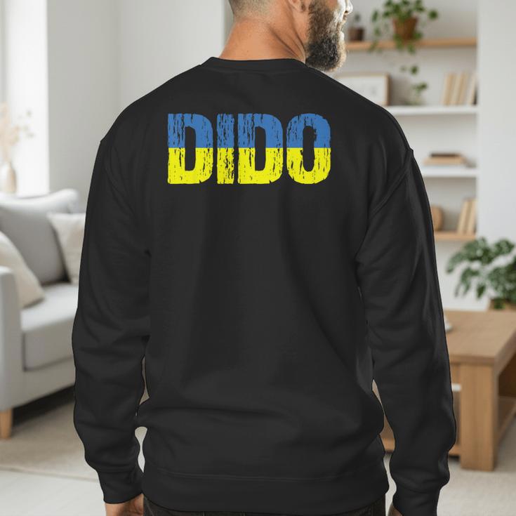Ukrainian Dido Grandfather Dad Ukraine Flag Distressed Men's Sweatshirt Back Print
