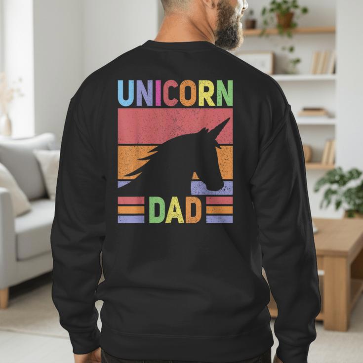 Unicorn Birthday Outfit Dad Unicorn Costume Bday Dad Unicorn Men's Sweatshirt Back Print