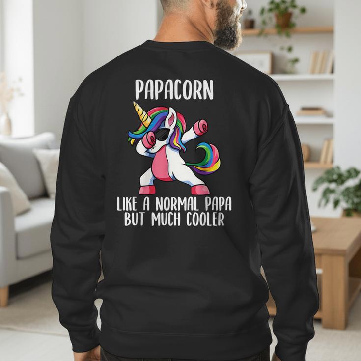 Unicorn Dad Girl Birthday Party Clothing Papacorn Men's Sweatshirt Back Print