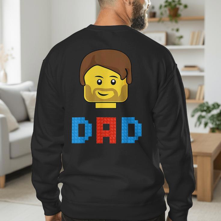 Unique Family Dad Master Builder Building Bricks Blocks Men's Sweatshirt Back Print