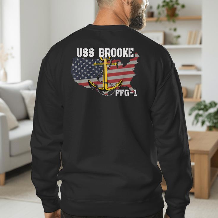 USS Brooke FFG-1 Frigate Veterans Day Son Father Grandpa Dad Men's Sweatshirt Back Print