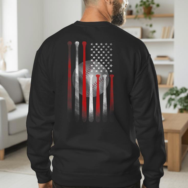 Vintage Baseball American Flag Classic Fit Tee For Dad And Mom Men's Sweatshirt Back Print Vintage Baseball American Flag Classic Fit Tee For Dad And Mom Men's Sweatshirt Back Print