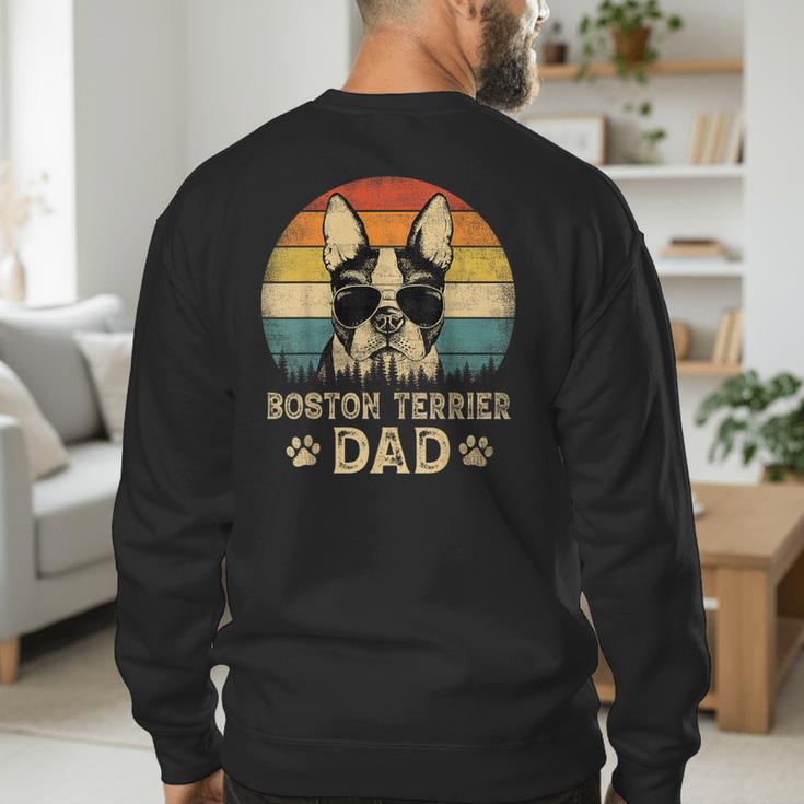 Vintage Boston Terrier Dad Dog Lovers Father's Day Tee Men's Sweatshirt Back Print