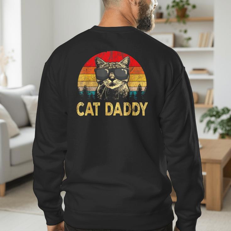 Vintage Cat Daddy Cat Lover Cat Dad Fathers Men's Sweatshirt Back Print