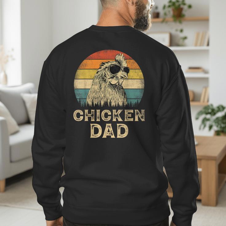 Vintage Chicken Dad Chicken Lovers Daddy Father's Day Men's Sweatshirt Back Print