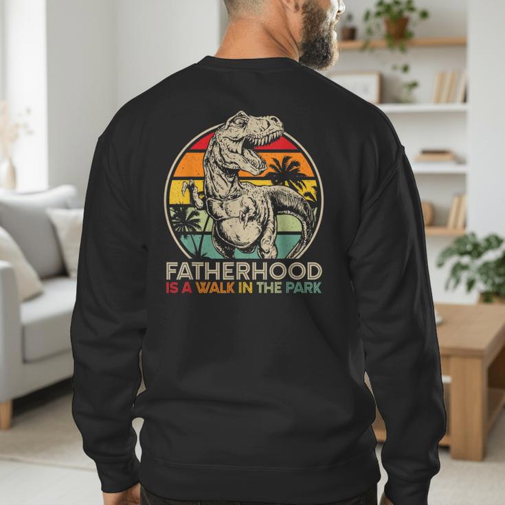 Vintage Fatherhood Is A Walk In The Park DadRex Dinosaur Men's Sweatshirt Back Print