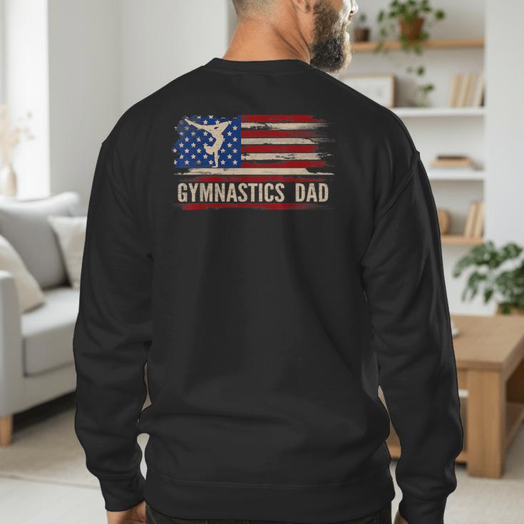Vintage Gymnastics Dad American USA Flag Sports Men's Sweatshirt Back Print