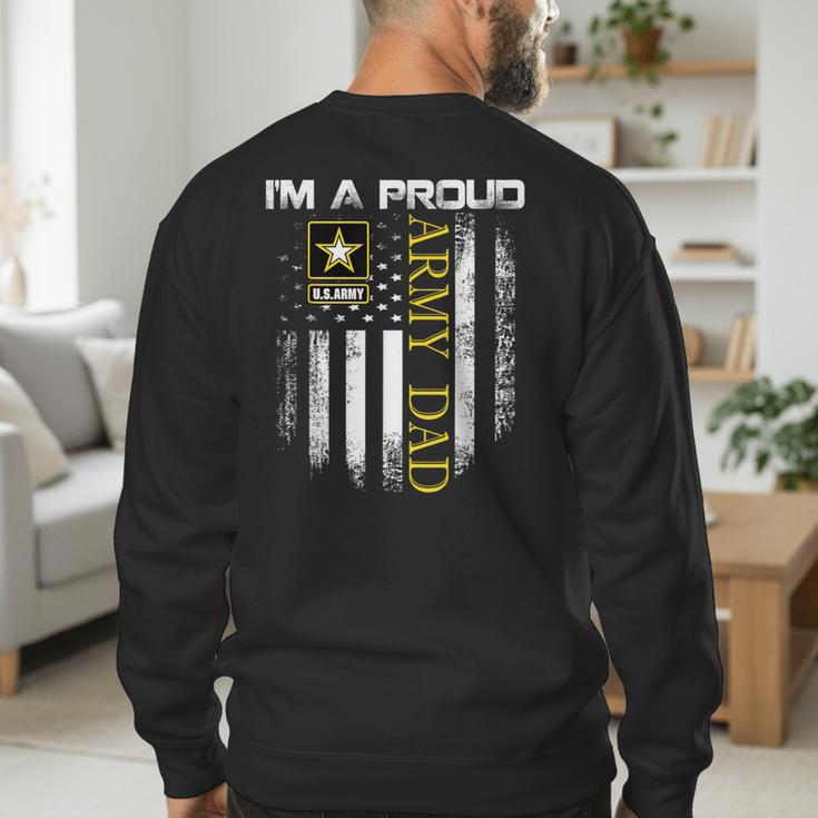 Vintage I'm A Proud Army Dad With American Flag Men's Sweatshirt Back Print