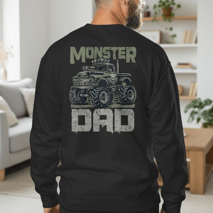 Vintage Monster Truck Lover DAD Family Matching Birthday Men's Sweatshirt Back Print Vintage Monster Truck Lover DAD Family Matching Birthday Men's Sweatshirt Back Print