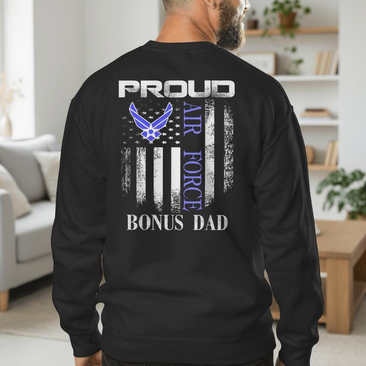 Vintage Proud Air Force Bonus Dad With American Flag Men's Sweatshirt Back Print