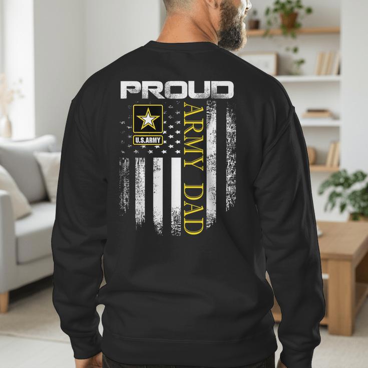 Vintage Proud Army Dad With American Flag Men's Sweatshirt Back Print