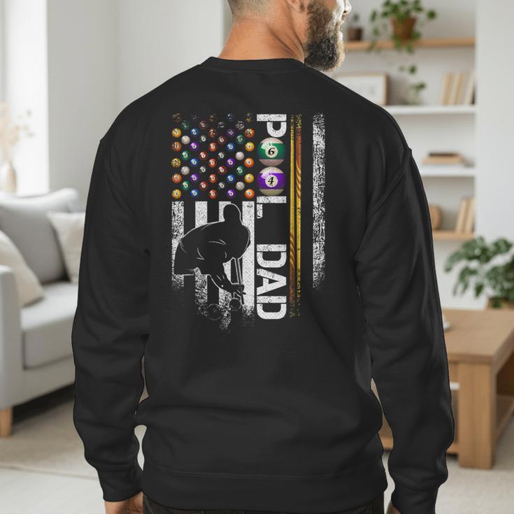 Vintage USA Flag Billiards Player Proud Pool Dad Men's Sweatshirt Back Print