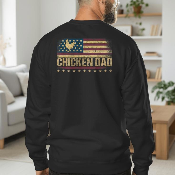 Vintage USA Flag Chicken Dad Stars Men's Sweatshirt Back Print Vintage USA Flag Chicken Dad Stars Men's Sweatshirt Back Print