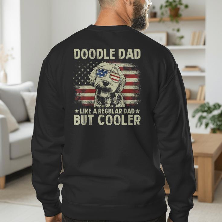 Vintage USA Flag Goldendoodle Doodle Dad Fathers Day Men Men's Sweatshirt Back Print