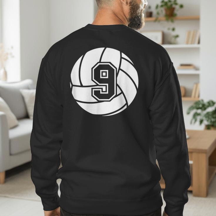 Volleyball Player 9 Volleyball Mom Dad Jersey Number 9 Men's Sweatshirt Back Print