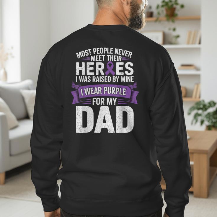 I Wear Purple For My Dad Pancreatic Cancer Support Men's Sweatshirt Back Print