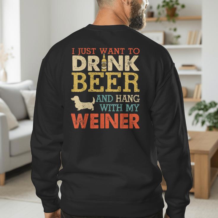 Weiner Dachshund Dad Drink Beer Hang With Dog Vintage Men's Sweatshirt Back Print Weiner Dachshund Dad Drink Beer Hang With Dog Vintage Men's Sweatshirt Back Print