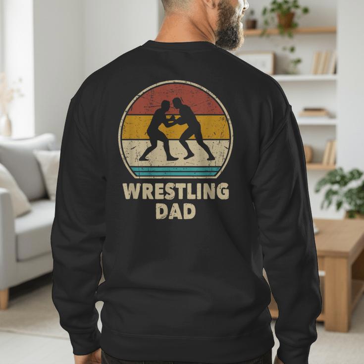 Wrestling Dad Vintage Wrestling Retro Wrestling Lover Men's Sweatshirt Back Print