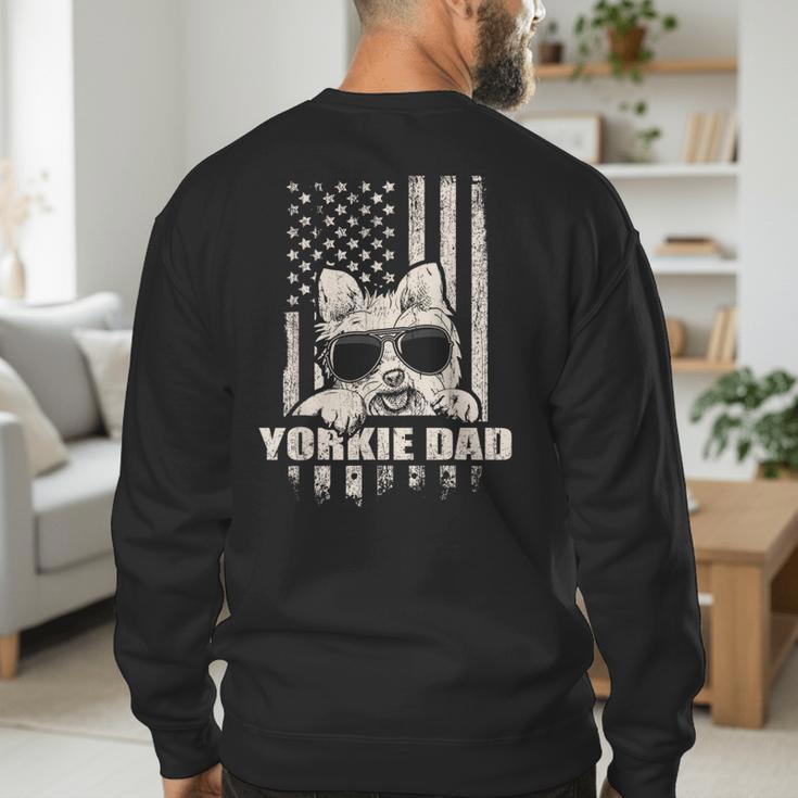 Yorkie Dad Cool Vintage Retro Proud American Men's Sweatshirt Back Print