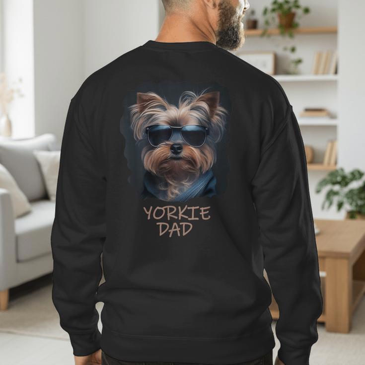 Yorkie Dad Cute Cool Dog In Sunglasses C Men's Sweatshirt Back Print Yorkie Dad Cute Cool Dog In Sunglasses C Men's Sweatshirt Back Print