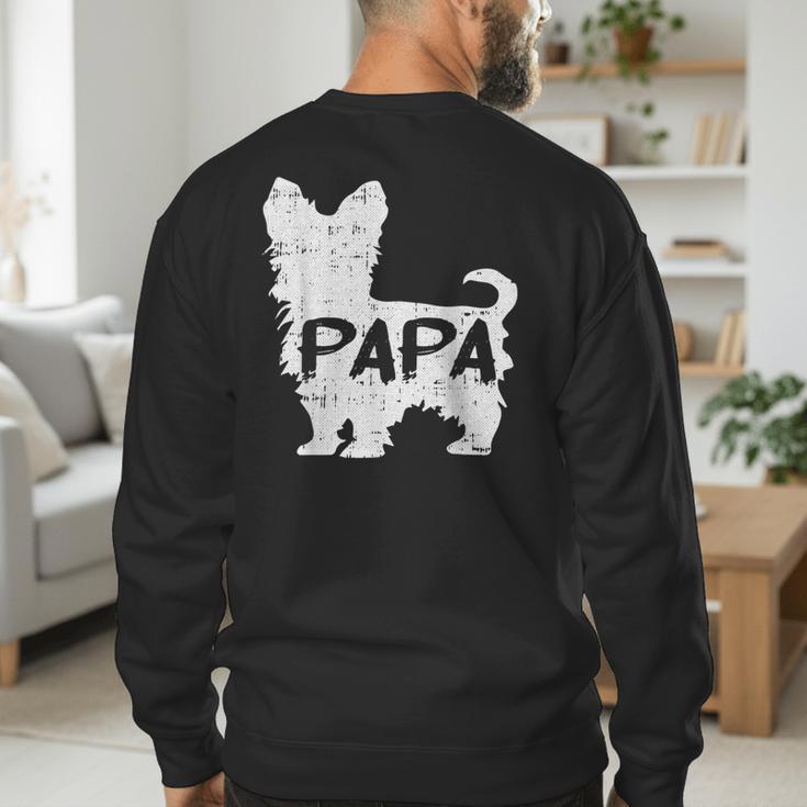 Yorkshire Terrier Papa Dog Puppy Doggie Pet Lover Yorkie Dad Men's Sweatshirt Back Print
