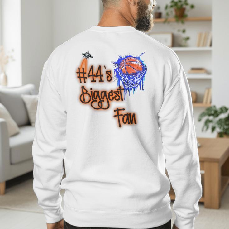 44 Biggest Fan Of Basketball Player Number 44 Dad Mom Men's Sweatshirt Back Print