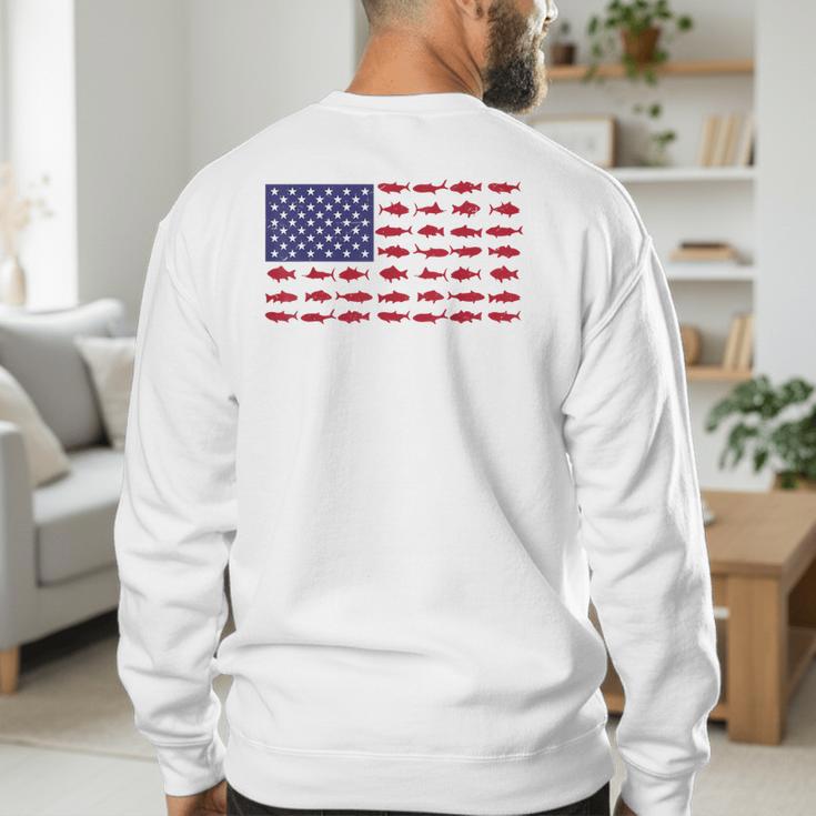 American Flag Fishing-Shirt Men Kids Bass Fish Dad Patriotic Men's Sweatshirt Back Print