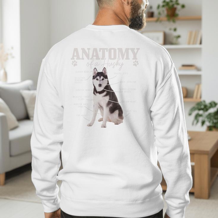 Anatomy Of A Siberian Husky Cute Dog Husky Mom Dad Men's Sweatshirt Back Print