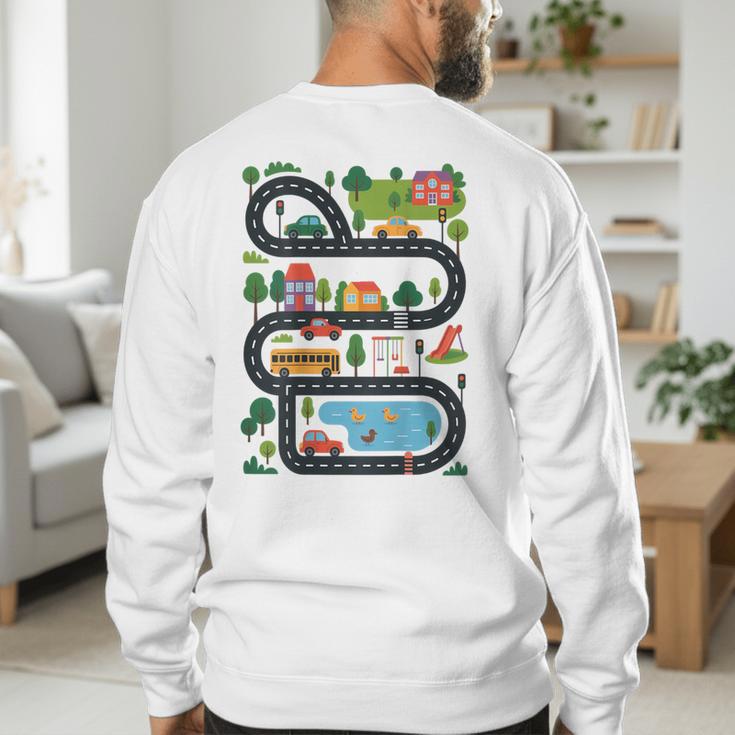 On Back Tired Dads Club Car Race Track On Dad Daddy Men's Sweatshirt Back Print