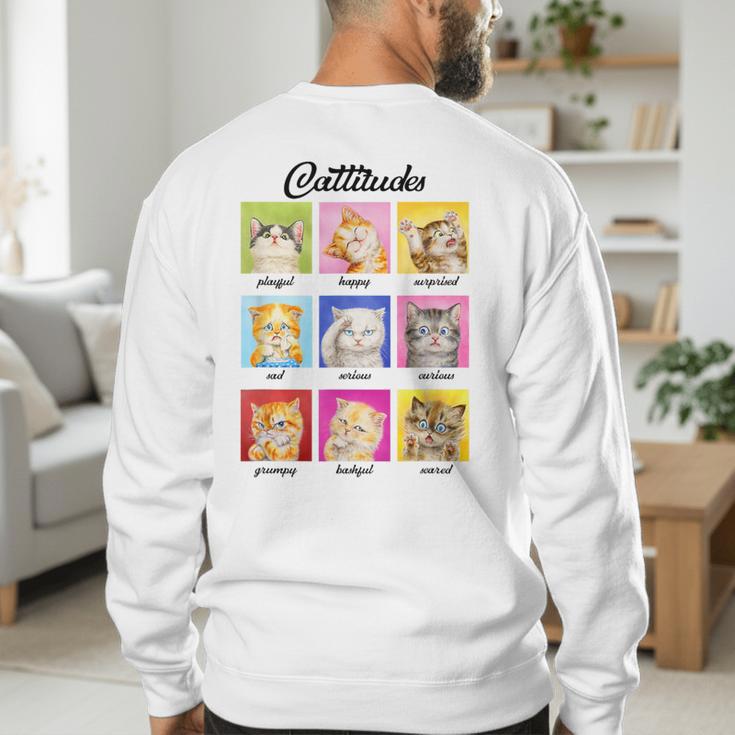 Cat Lover Cat Mom Cat Dad Crazy Cat Lady Cattitudes Men's Sweatshirt Back Print