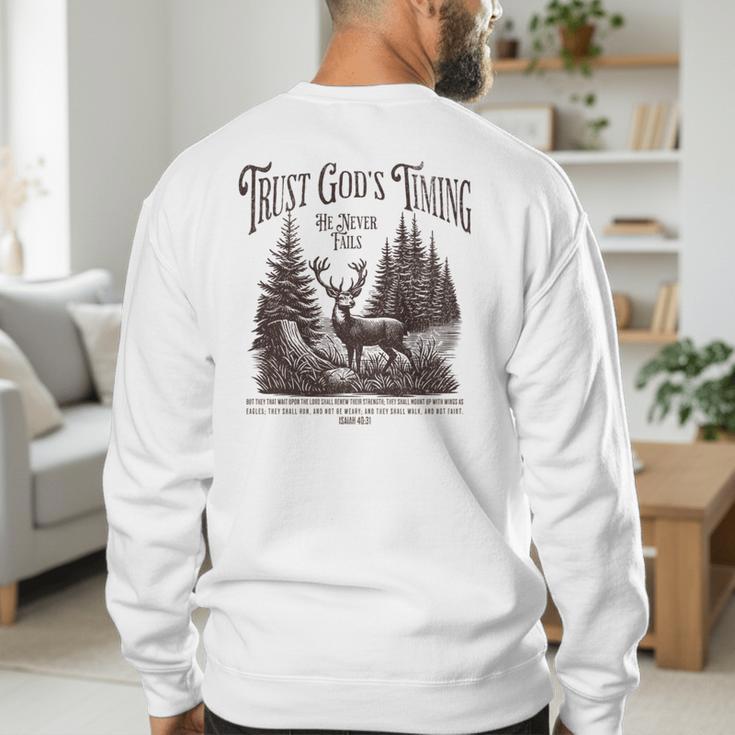 Christian Jesus Bible Verse Deer Elk Buck Hunting Dad Hunter Men's Sweatshirt Back Print