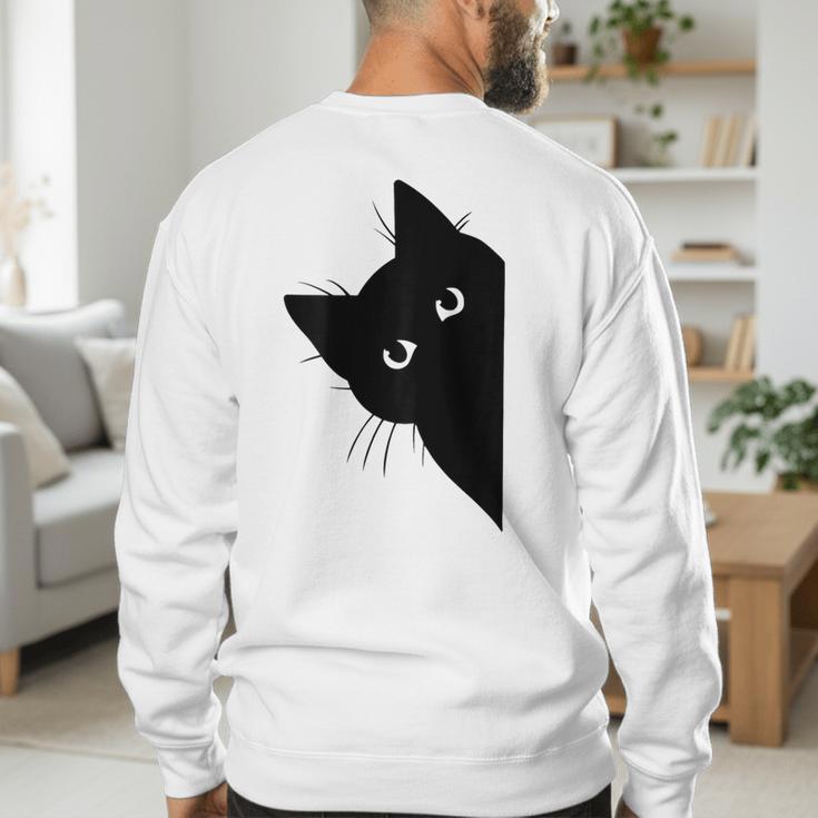 Curious Cat Peeking Sneaky Cat Cat Mom Cat Dad Men's Sweatshirt Back Print Curious Cat Peeking Sneaky Cat Cat Mom Cat Dad Men's Sweatshirt Back Print
