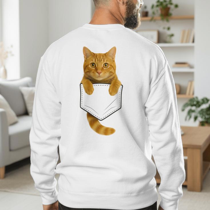 Cute Tabby Cat Pocket Cat Mom Cat Dad Cat Lover Men's Sweatshirt Back Print Cute Tabby Cat Pocket Cat Mom Cat Dad Cat Lover Men's Sweatshirt Back Print