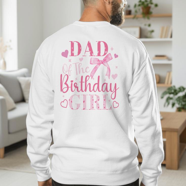 Dad Of The Birthday Girl Bow Cute Pink Matching Family Party Men's Sweatshirt Back Print