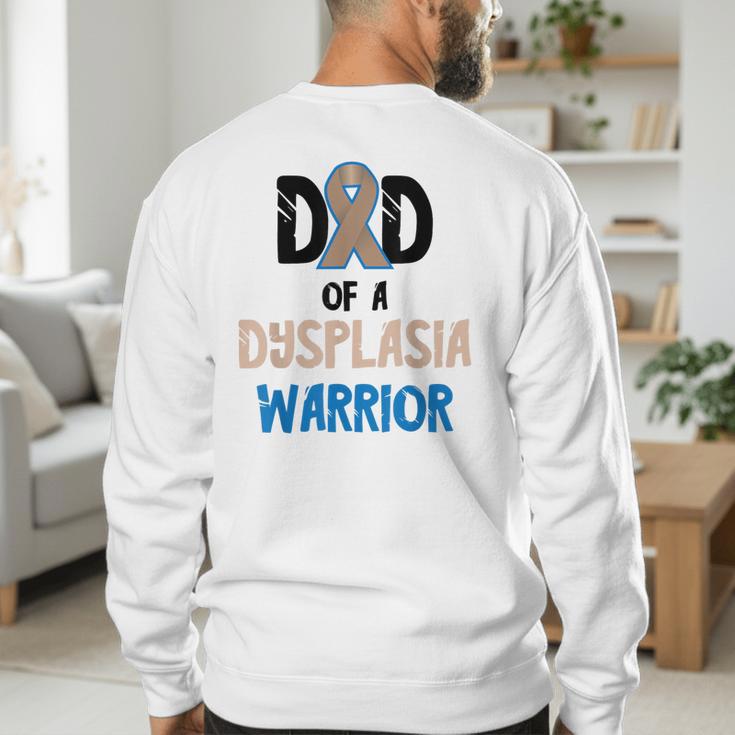 Dad Of A Hip Dysplasia Warrior Beige Blue Hip Dysplasia Men's Sweatshirt Back Print