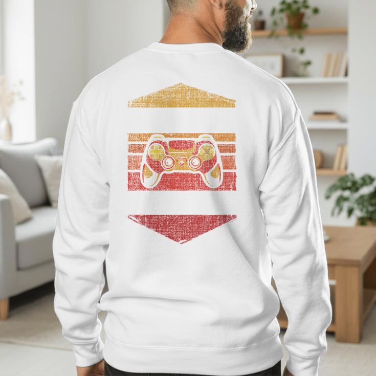 Dad Level Unlocked Gaming Gamer Father Video Games Men's Sweatshirt Back Print
