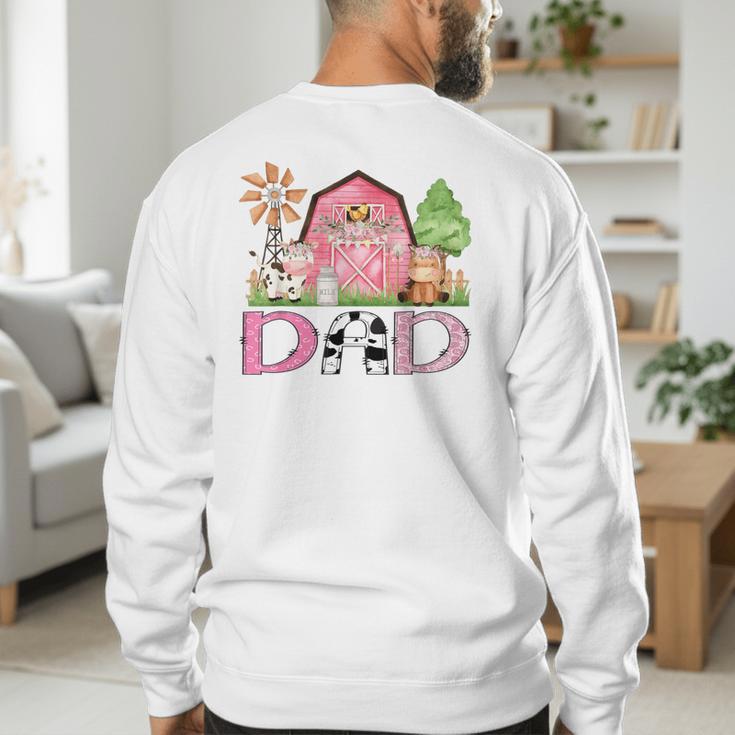 Dad Pink Farm Animal Birthday Kids Matching Family Men's Sweatshirt Back Print