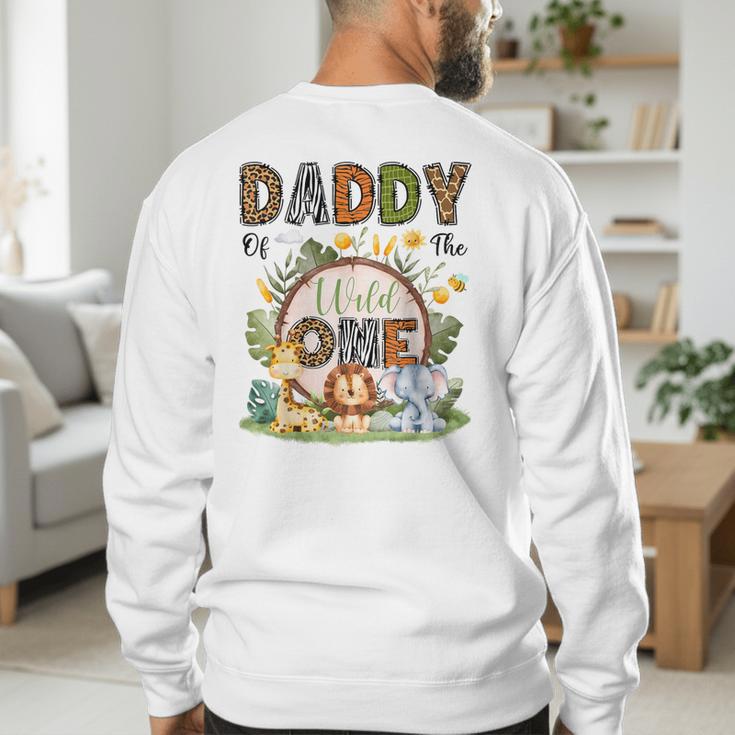 Daddy Of The Wild One 1St Birthday Boy Safari Jungle Men's Sweatshirt Back Print