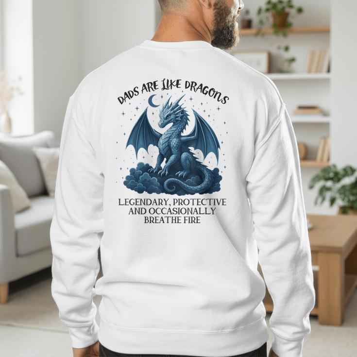 Dads Are Like Dragons Legendary Protective Fatherhood Men's Sweatshirt Back Print