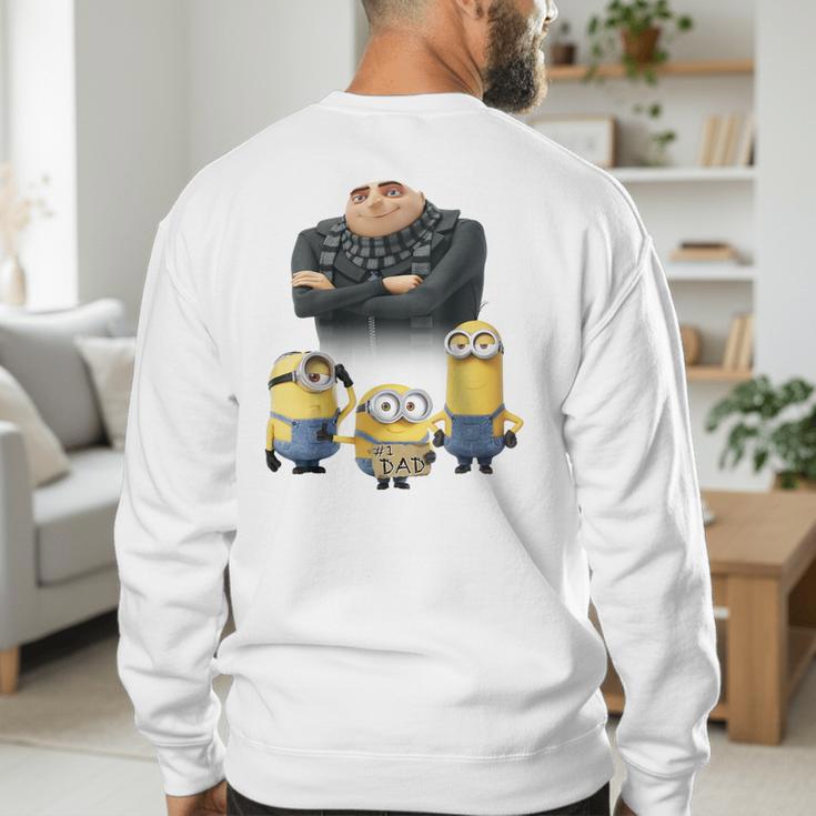 Despicable Me Minions Father's Day 1 Dad Cardboard Sign Men's Sweatshirt Back Print