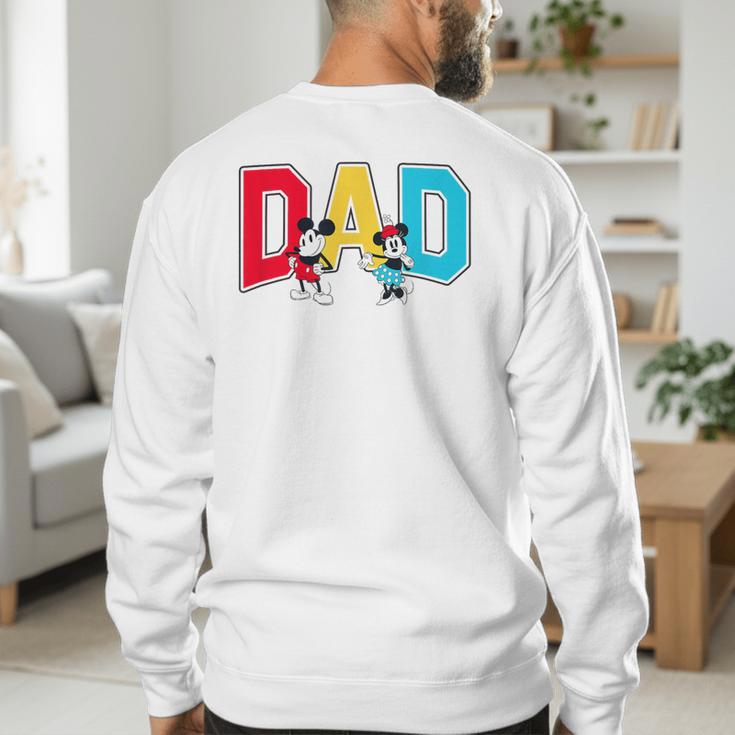 Disney Mickey And Friends Mickey Minnie Dad Collegiate Logo Men's Sweatshirt Back Print Disney Mickey And Friends Mickey Minnie Dad Collegiate Logo Men's Sweatshirt Back Print