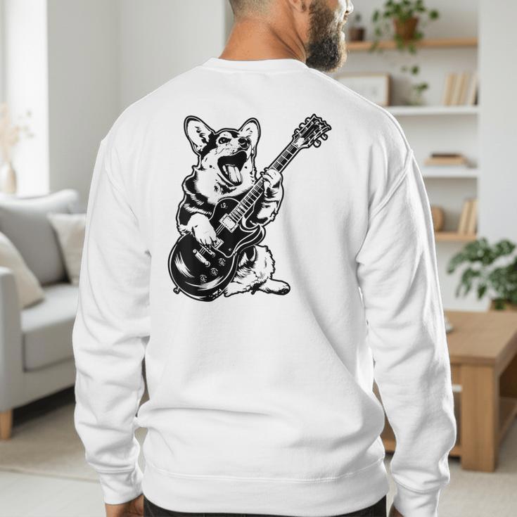 Dog Guitarist Guitar Pembroke Welsh Corgi Dad Mom Men's Sweatshirt Back Print