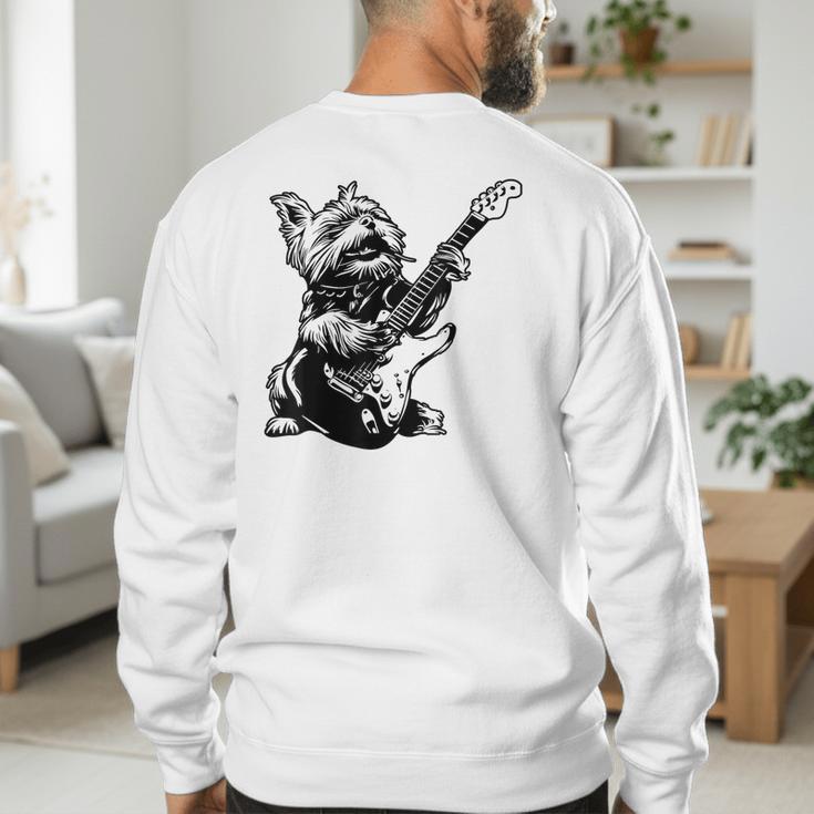 Dog Guitarist Guitar Yorkie Dad Mom For Men Women Men's Sweatshirt Back Print