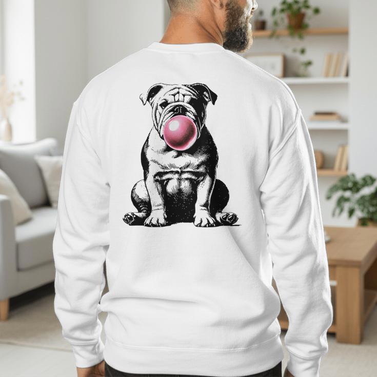 English Bulldog Bubble Gum Vintage Dog Mom Pet Dad Men's Sweatshirt Back Print