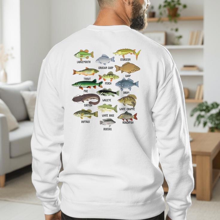 Fishing-Shirt Types Of Freshwater Bass Fish Dad Jokes Men's Sweatshirt Back Print