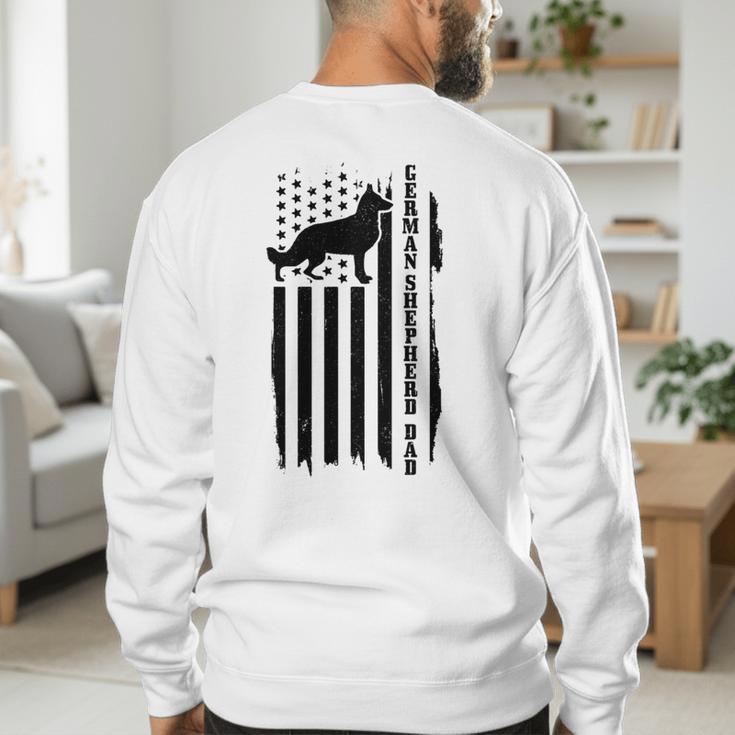 German Shepherd Dad Vintage Flag Patriotic Dog Men's Sweatshirt Back Print
