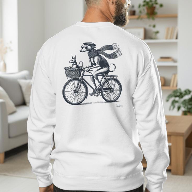 Italian Greyhound Whippet Bicycle Cycling Dog Mom Iggy Dad Men's Sweatshirt Back Print