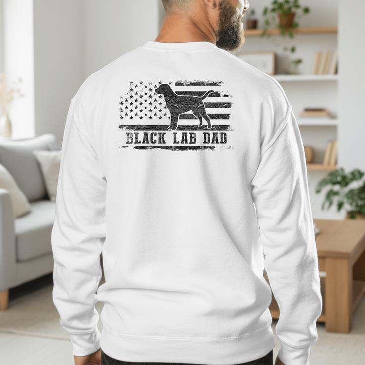 Lab Dad Distressed American Flag Patriotic Dog Men's Sweatshirt Back Print